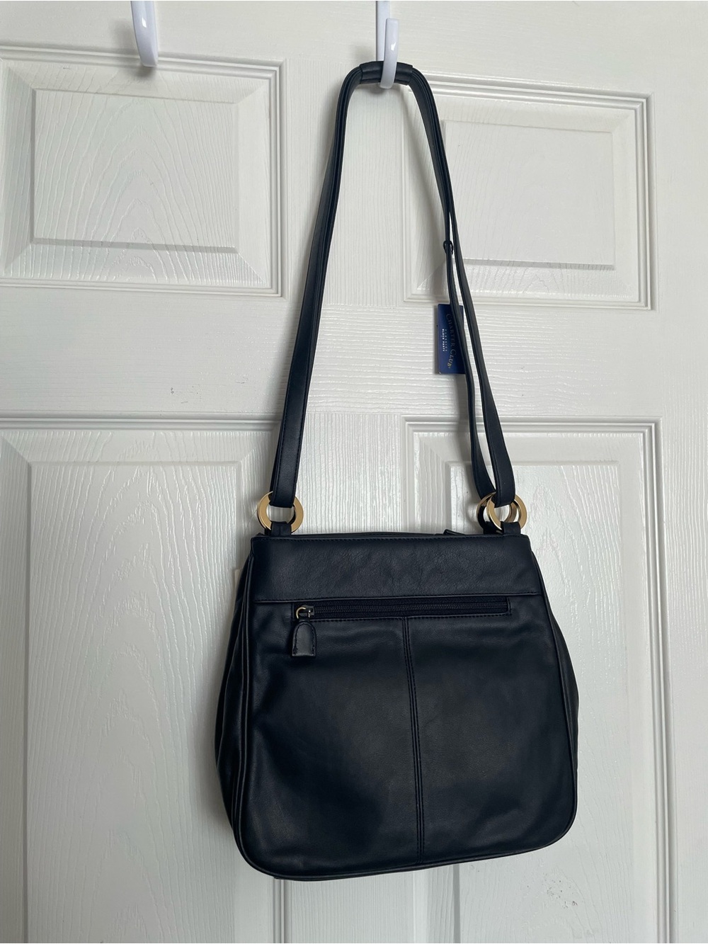 NWT Charter Club Classic Black Leather Shoulder Bag 9.5x10x3 inches